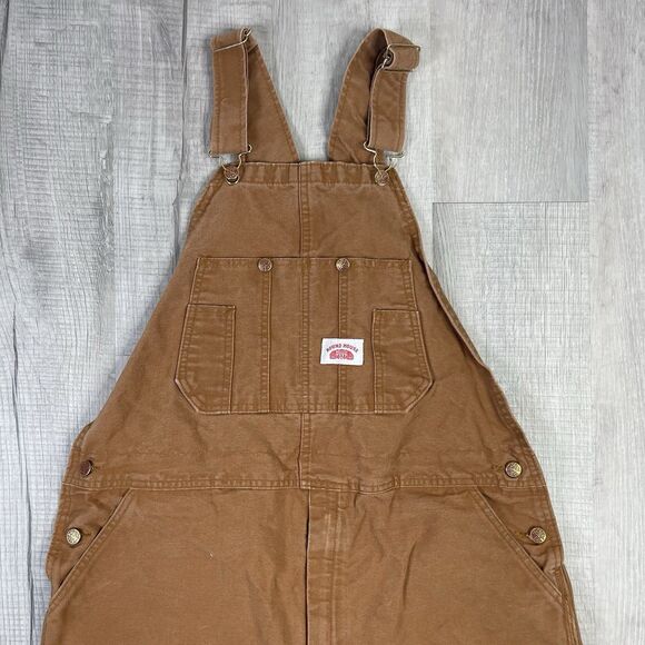 Round House Bib Overalls Mens 40x30 Duck Canvas Double Knee Vintage USA Made Q - Picture 1 of 12